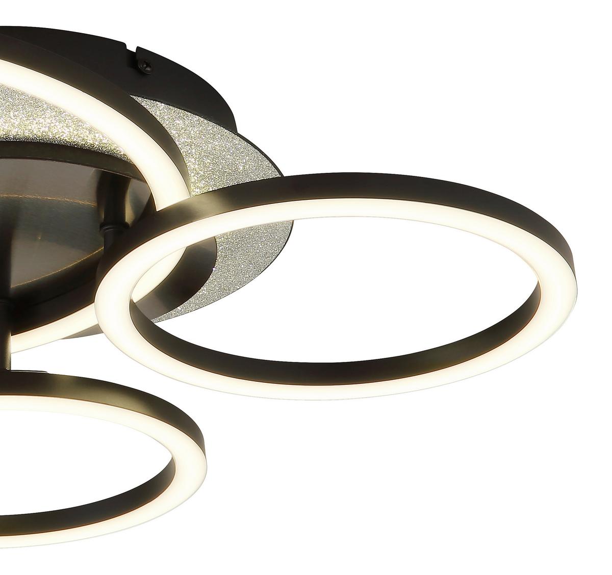 LED-Deckenleuchte Memory-Funktion - Silberfarben/Schwarzchrom, Design, Kunststoff/Metall (46/42/11,5cm) - Globo