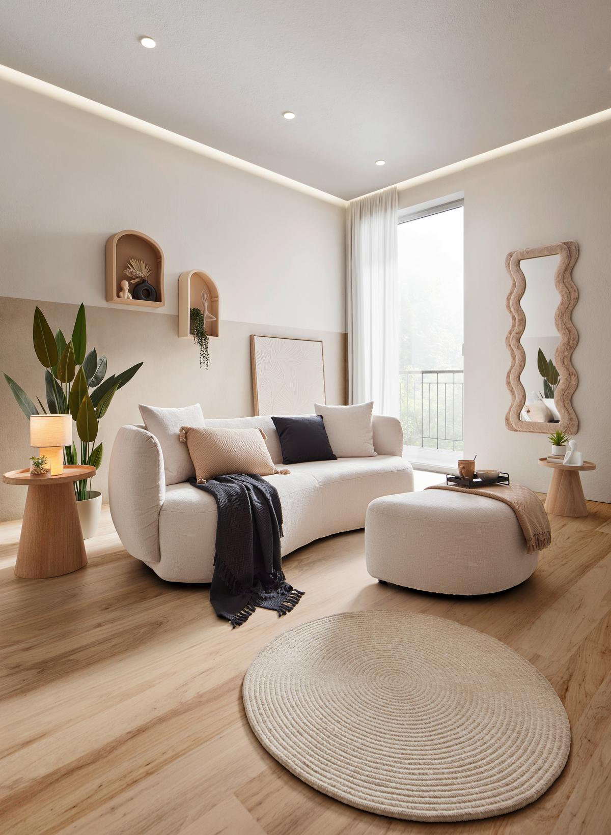 STOLNÁ LAMPA STOFLI - biela/prírodná farba, Modern, kov/textil (19/25cm) - Mömax