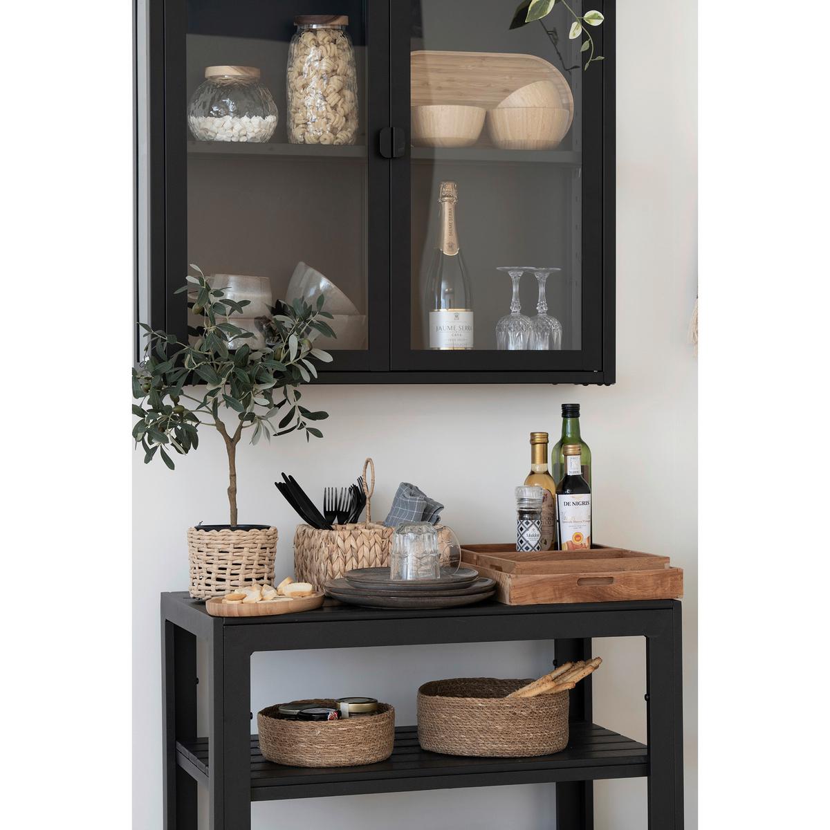 Servierwagen Taormina Schwarz B: 45 cm - Schwarz, MODERN, Kunststoff/Metall (45/75/75cm) - MID.YOU