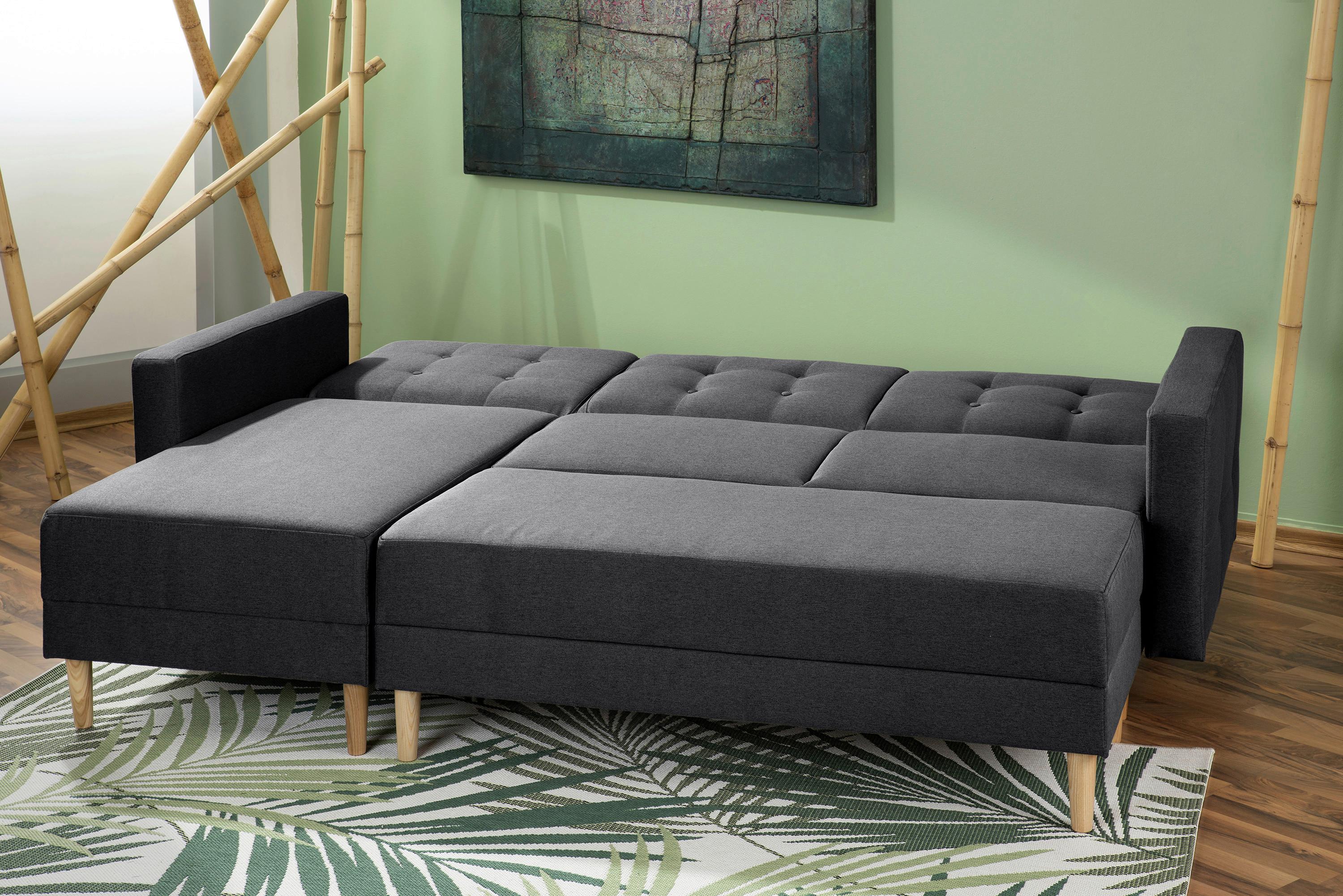Ecksofa Mit Schlaffunktion Easy Relax Graphitfarben - Eschefarben/Graphitfarben, MODERN, Textil (223/152cm) - Max Winzer