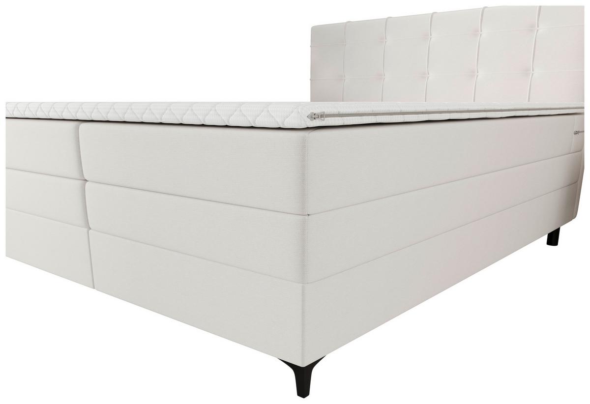 Boxspringbett Mitto mit Topper 180x200 cm - Champagner/Schwarz, KONVENTIONELL, Textil/Metall (180/200cm)