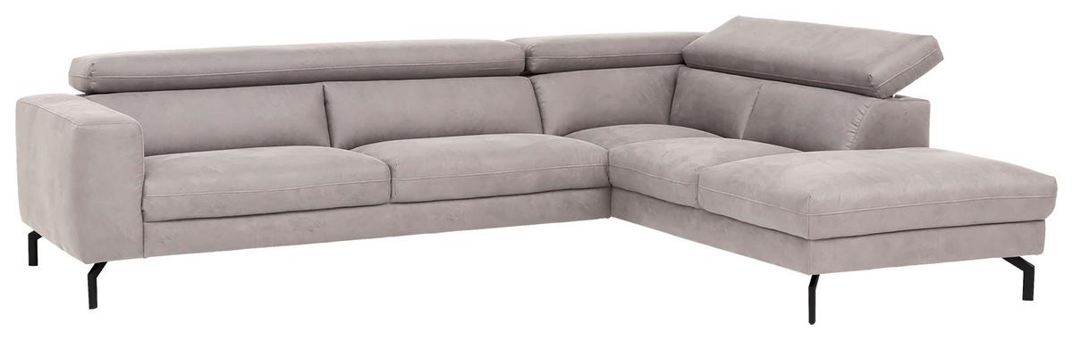 Ecksofa California - Silberfarben/Schwarz, MODERN, Textil (305/233cm) - Trendmanufaktur