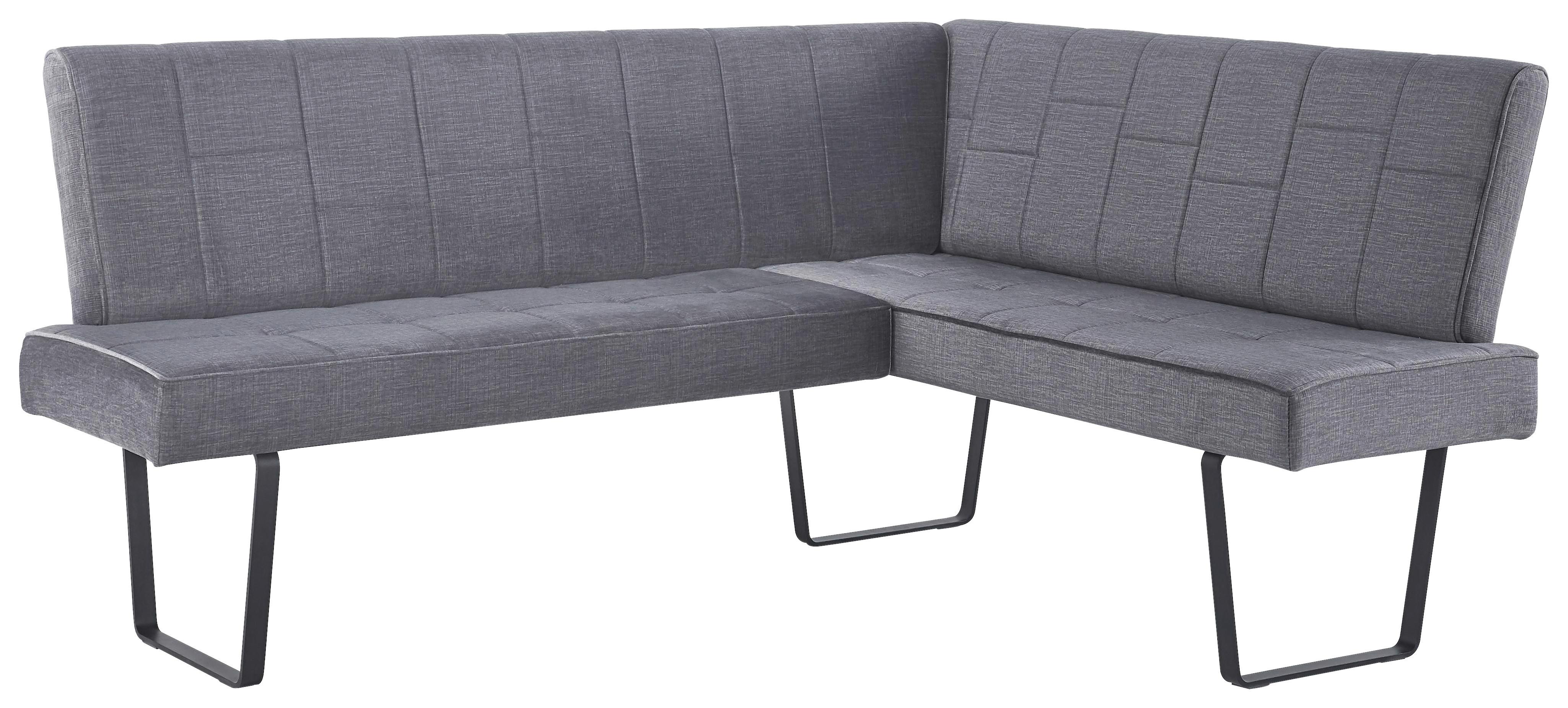 Eckbank Tilos Samt Dunkelgrau, S: 190x150 cm - Dunkelgrau/Schwarz, KONVENTIONELL, Textil/Metall (190/150cm) - MID.YOU