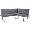 Eckbank Tilos Samt Dunkelgrau, S: 190x150 cm - Dunkelgrau/Schwarz, KONVENTIONELL, Textil/Metall (190/150cm) - MID.YOU