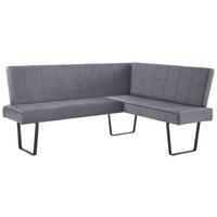 Eckbank Tilos Samt Dunkelgrau, S: 190x150 cm - Dunkelgrau/Schwarz, KONVENTIONELL, Textil/Metall (190/150cm) - MID.YOU