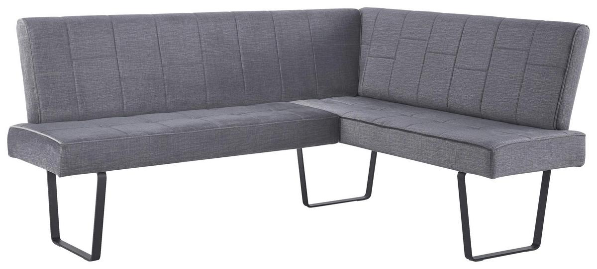 Eckbank Tilos Samt Dunkelgrau, S: 190x150 cm - Dunkelgrau/Schwarz, KONVENTIONELL, Textil/Metall (190/150cm) - MID.YOU