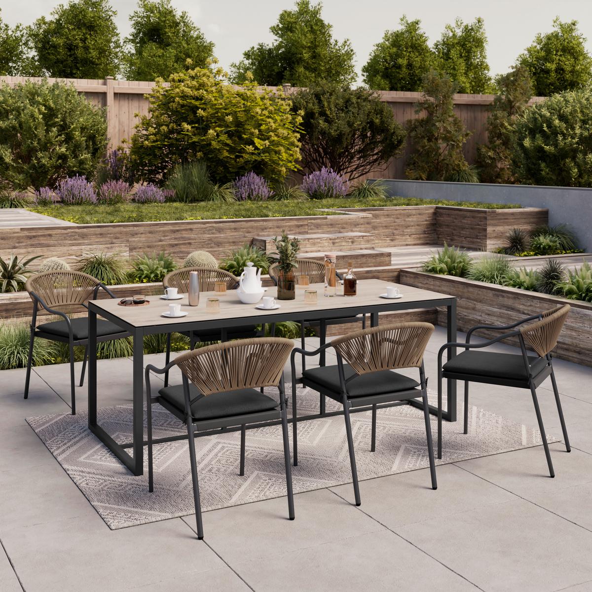 Gartensessel Lily Metall/kunststoff/textil - Dunkelgrau, MODERN, Kunststoff/Textil (55/61/85cm) - Luca Bessoni
