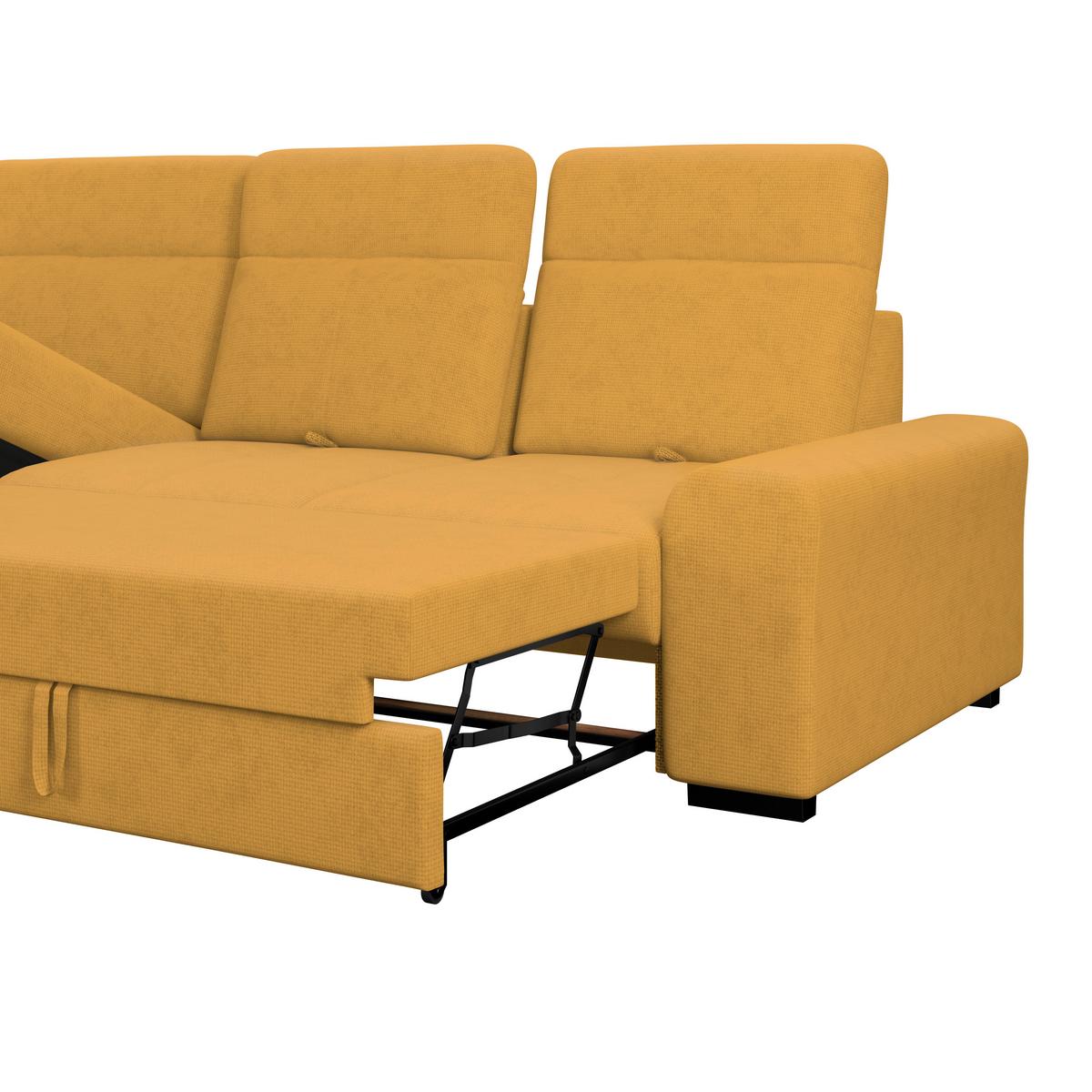 Ecksofa mit Bettfunktion Malaga new Chenille gold - Gelb/Schwarz, KONVENTIONELL, Textil (203/286cm) - Ondega