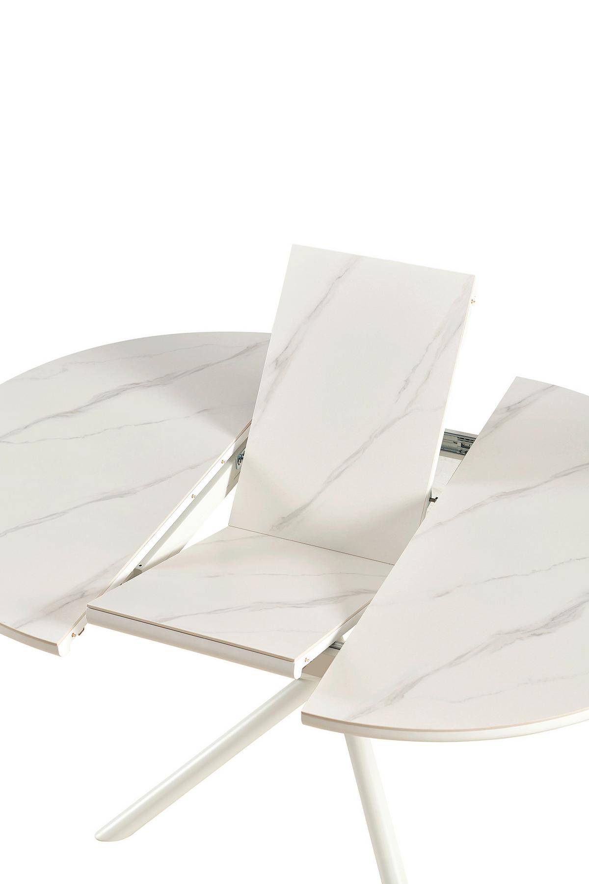 Esstisch Weiß B: 120-160 Cm - Weiß, MODERN, Keramik/Holzwerkstoff (120-160/120/76cm) - Livetastic