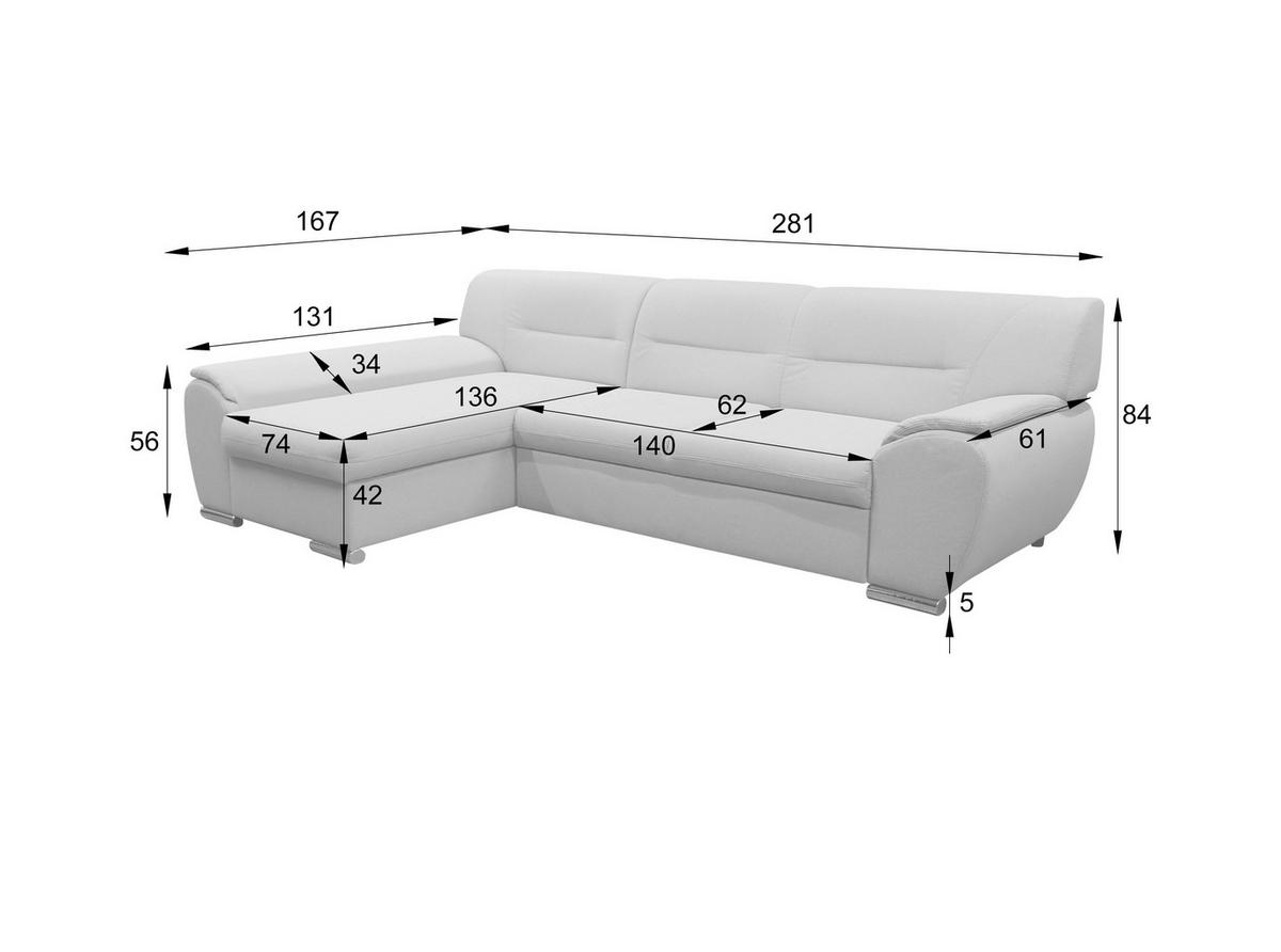 Ecksofa Mit Schlaffunktion Veratti Blau - Silberfarben/Hellgrau, Design, Textil (167/281cm) - MID.YOU