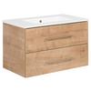 Waschbecken mit Unterschrank Perfekt B: 82 cm Eiche Dekor - Eichefarben/Weiß, MODERN, Keramik/Holzwerkstoff (82cm) - MID.YOU