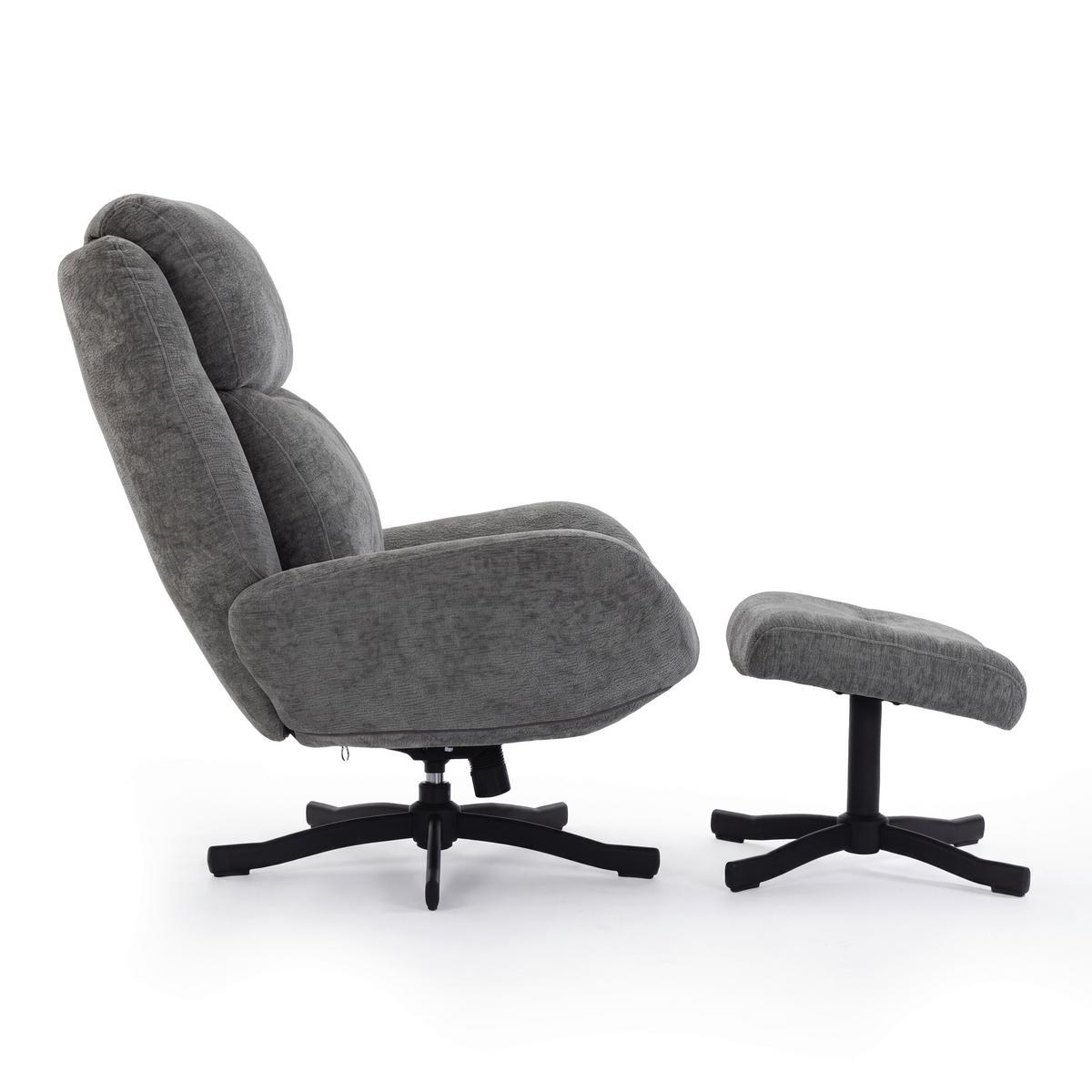 Kreslo s taburetkou NINA, sivý zamat, max. 140 kg - čierna/sivá, Modern, kov/textil (75/100/93cm) - Bessagi Home