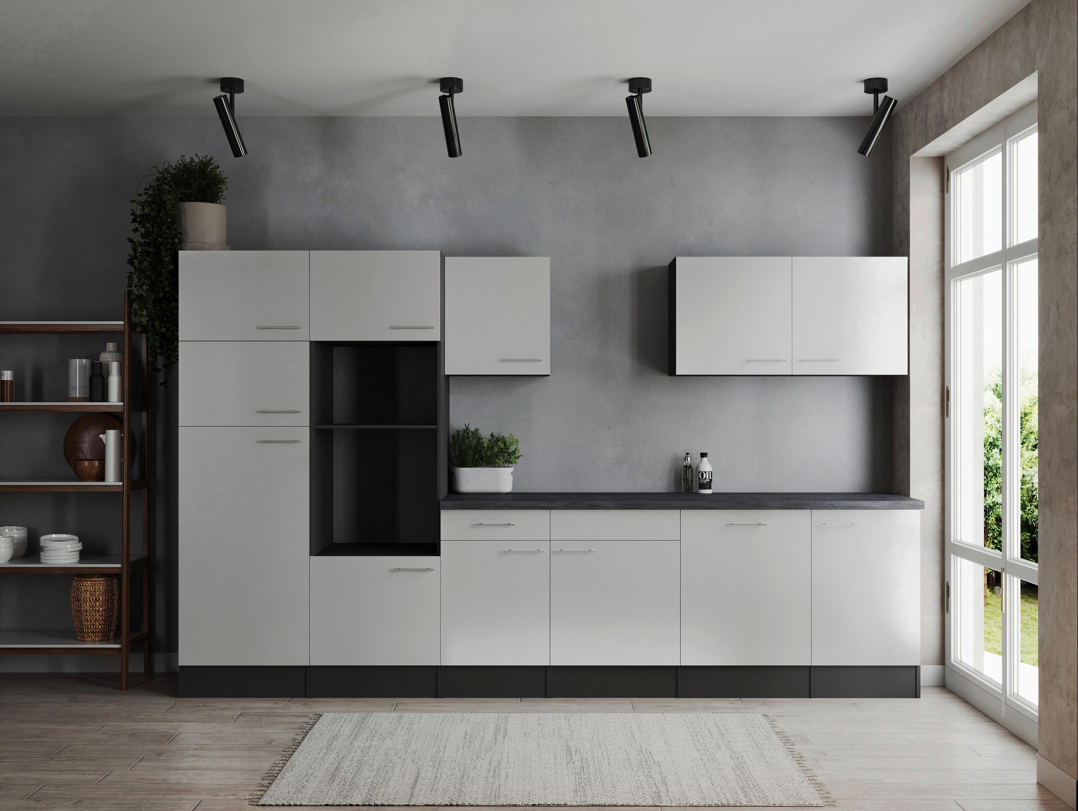 Küchenleerblock Oliver Grau, Weiß B: 340 Cm - Weiß/Grau, Design, Holzwerkstoff (340cm) - Respekta