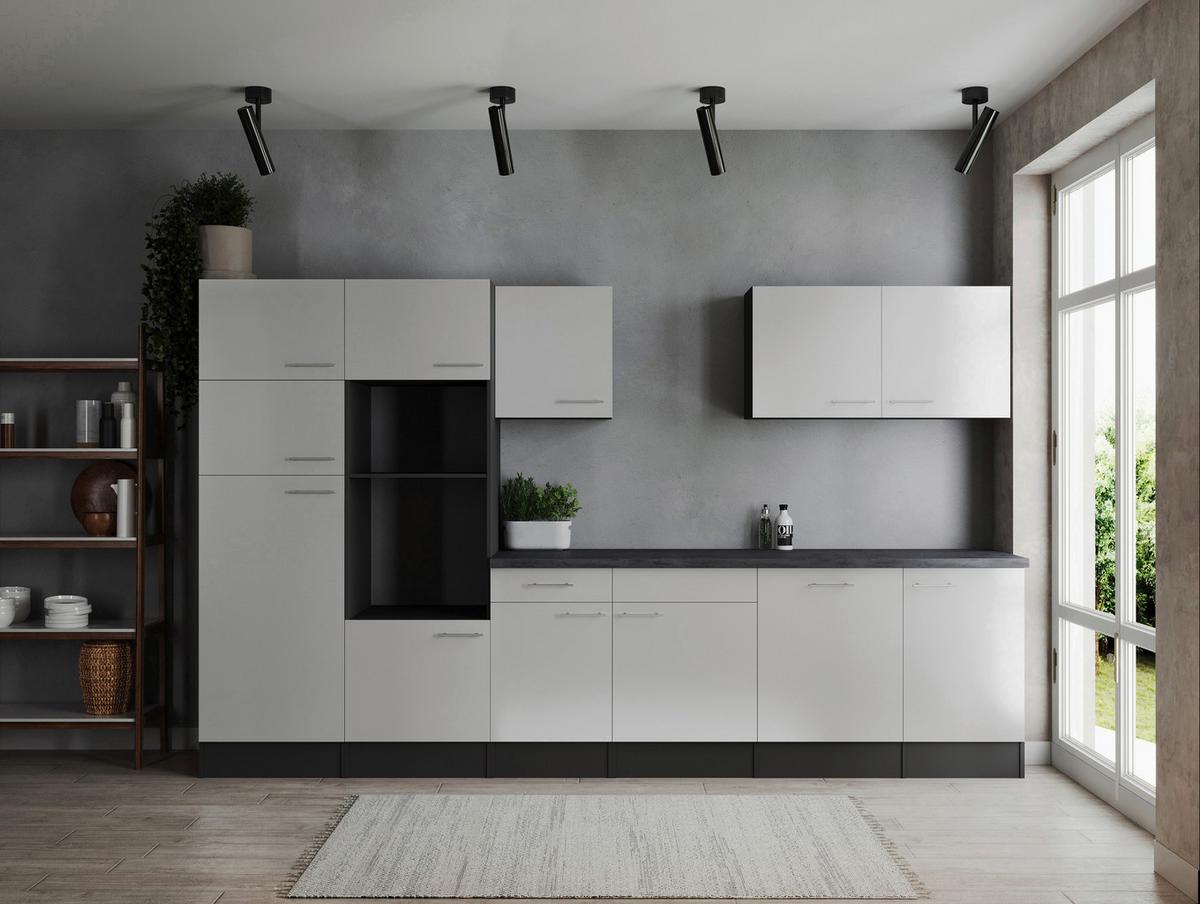 Küchenleerblock Oliver Grau, Weiß B: 340 Cm - Weiß/Grau, Design, Holzwerkstoff (340cm) - Respekta