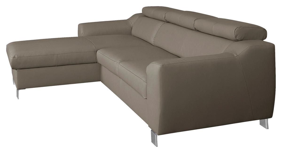 Ecksofa Aspen Taupe S: 176 Cm - Taupe/Chromfarben, Design, Leder/Textil (176/242cm) - Livetastic