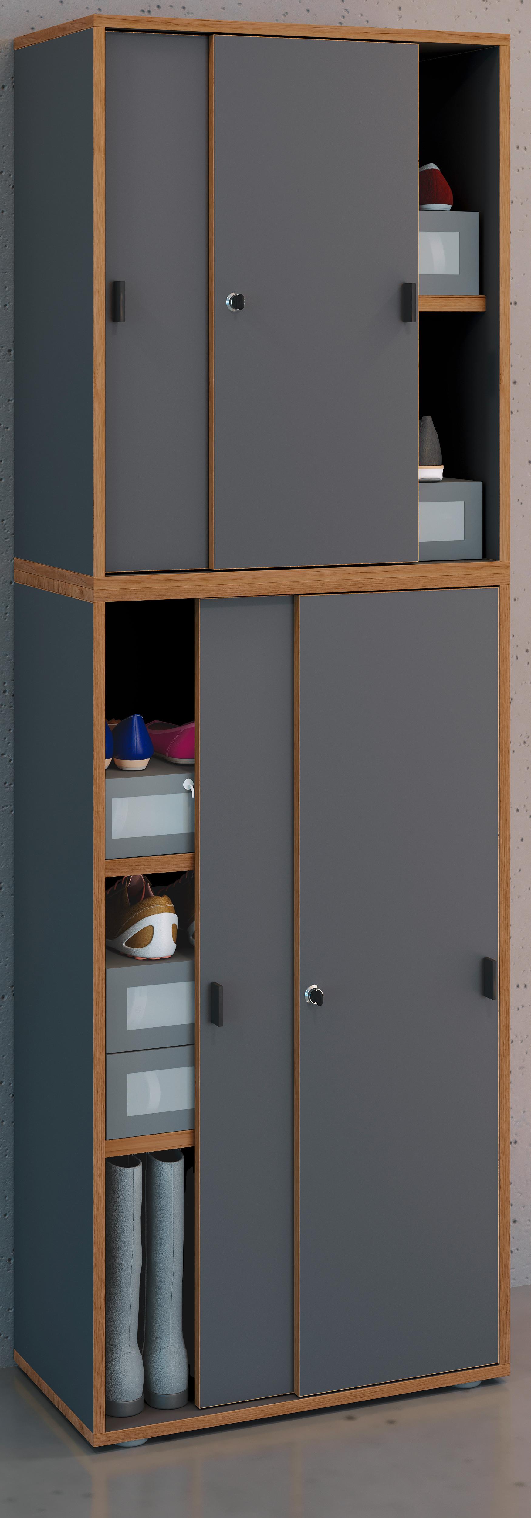 Schuhschrank Salia Anthrazit/Honigeiche B: 60 cm - Honigeiche/Anthrazit, Design, Holzwerkstoff (60/183/37cm) - MID.YOU
