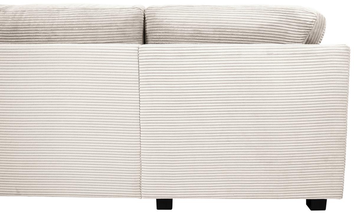 Souprava U MALTE, levá, krémový manšestr - černá/krémová, Moderní, textil/plast (178/305/155cm) - Based