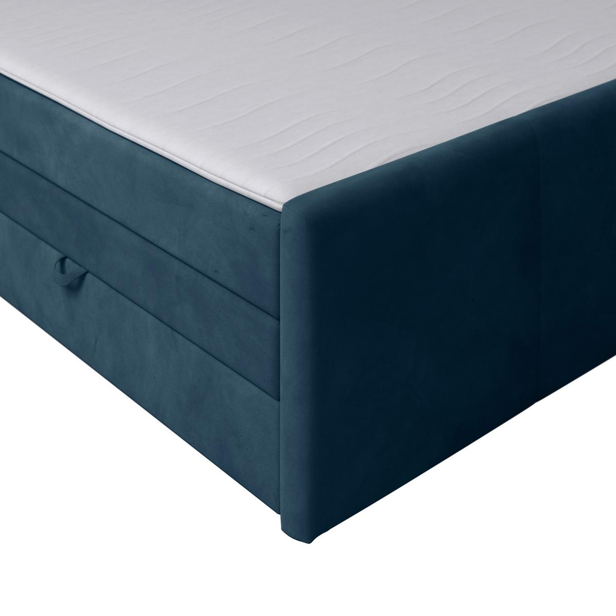 Boxspringbett mit Bettkasten 180x200 cm Blau Bologna - Blau/Schwarz, MODERN, Holz/Kunststoff (180/200cm) - MID.YOU