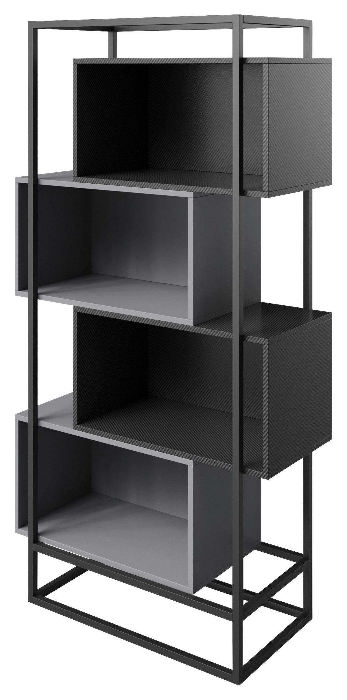 Regal Minecraft - Schwarz/Grau, MODERN, Holzwerkstoff/Metall (70/164/38cm) - Minecraft