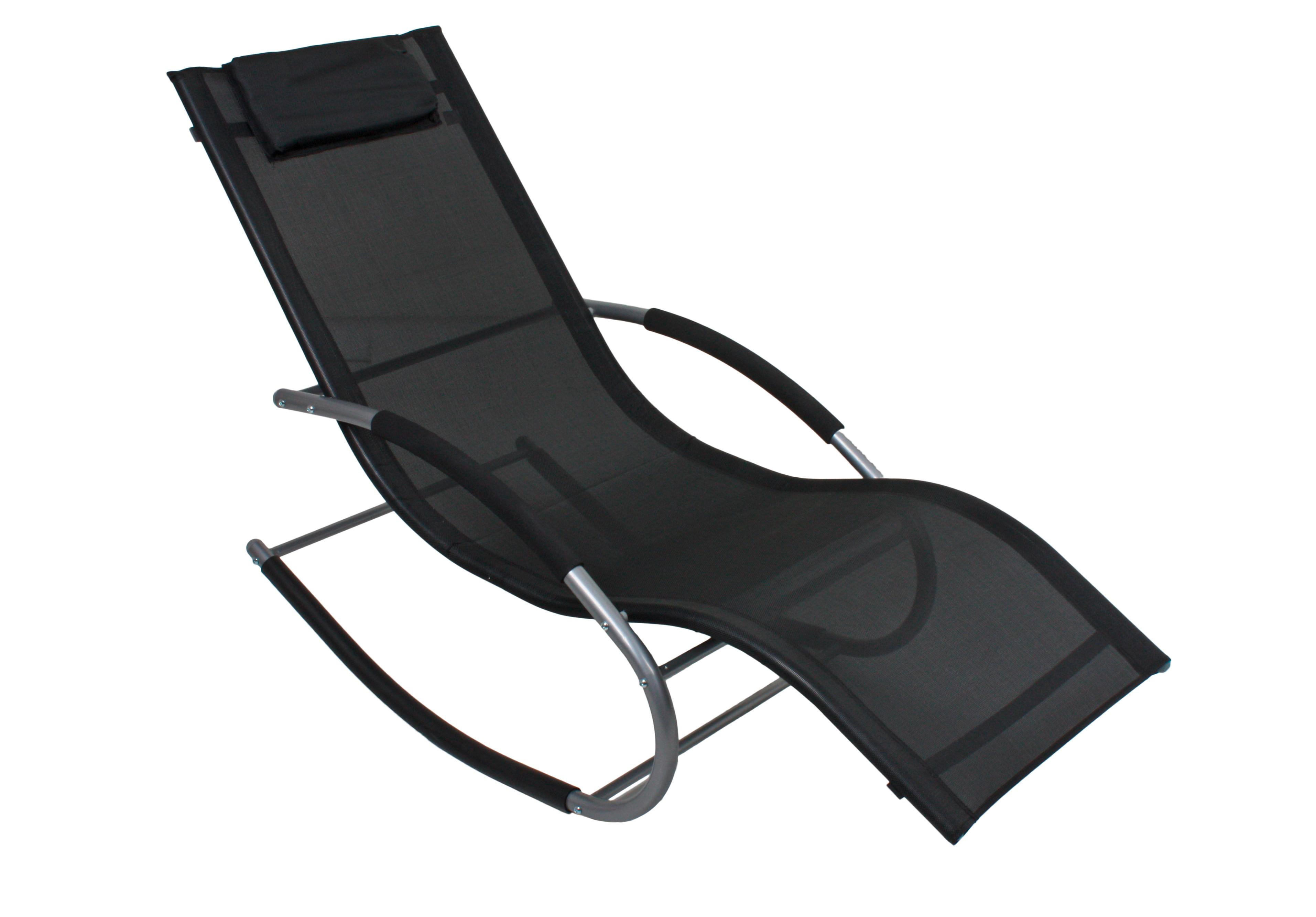 Schaukelliege Naxos Kunststoff/Metall inkl. Kissen - Silberfarben/Schwarz, Basics, Kunststoff/Metall (160/62/89cm) - Gardenson