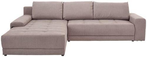 Ecksofa mit Schlaffunktion + Bettkasten Adria Greige - Greige/Schwarz, MODERN, Textil (213/308cm) - Luca Bessoni