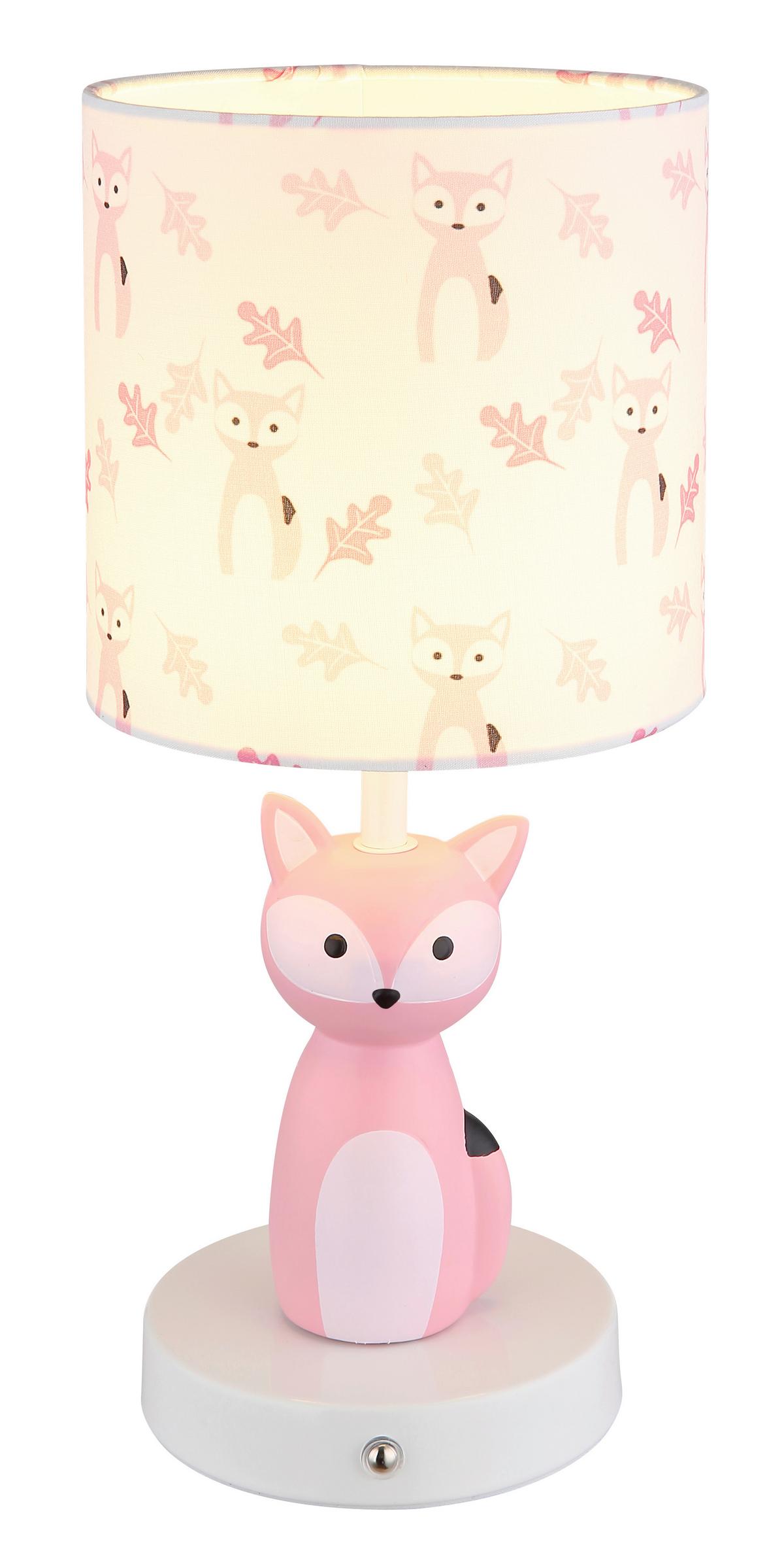 LED-Tischleuchte Foxy Weiß Pink D: 15 cm - Pink/Weiß, Trend, Keramik/Kunststoff (15/33,5cm) - Globo