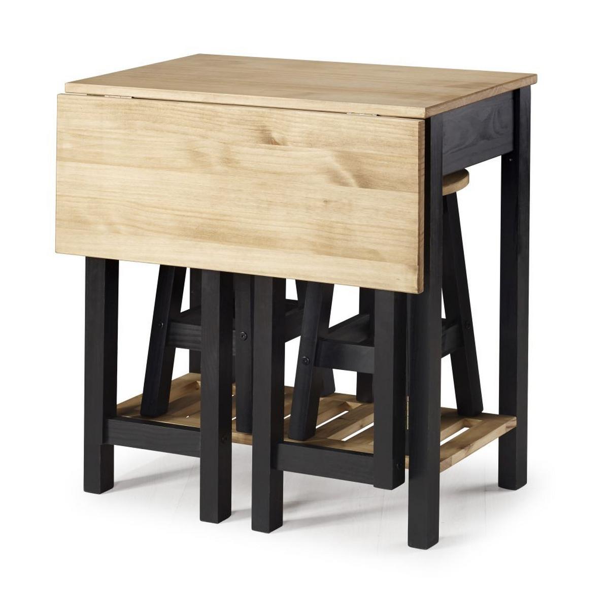 Barmöbel-set Sharona 3-tlg. Naturfarben/schwarz Echtholz - Schwarz/Naturfarben, Natur, Holz (80/30/84/51/72/30cm) - Livetastic