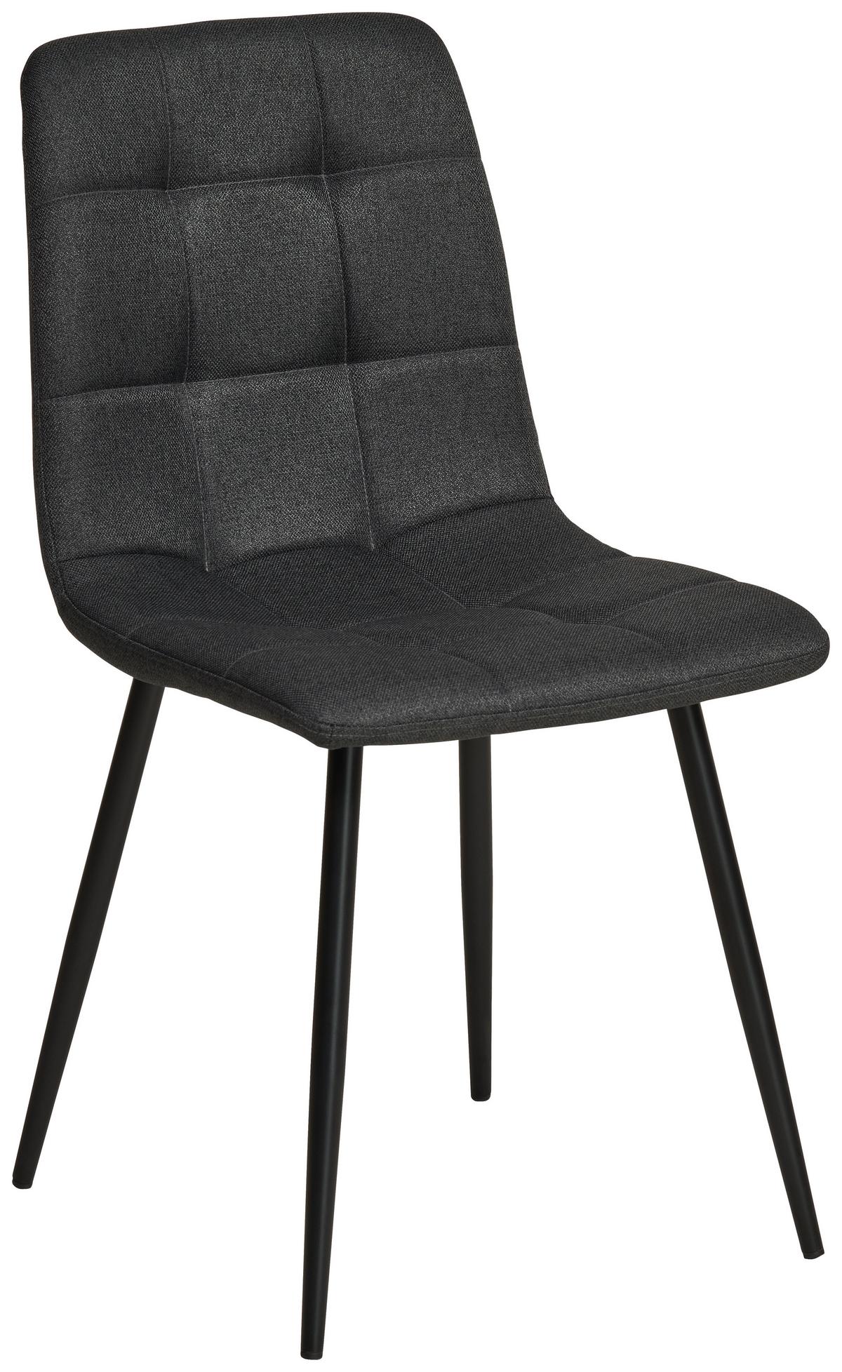 Vierfußstuhl Empoli Leinenoptik Grau, B: 44,5 Cm - Schwarz/Grau, KONVENTIONELL, Holz/Textil (44,5/86/54,5cm) - Livetastic