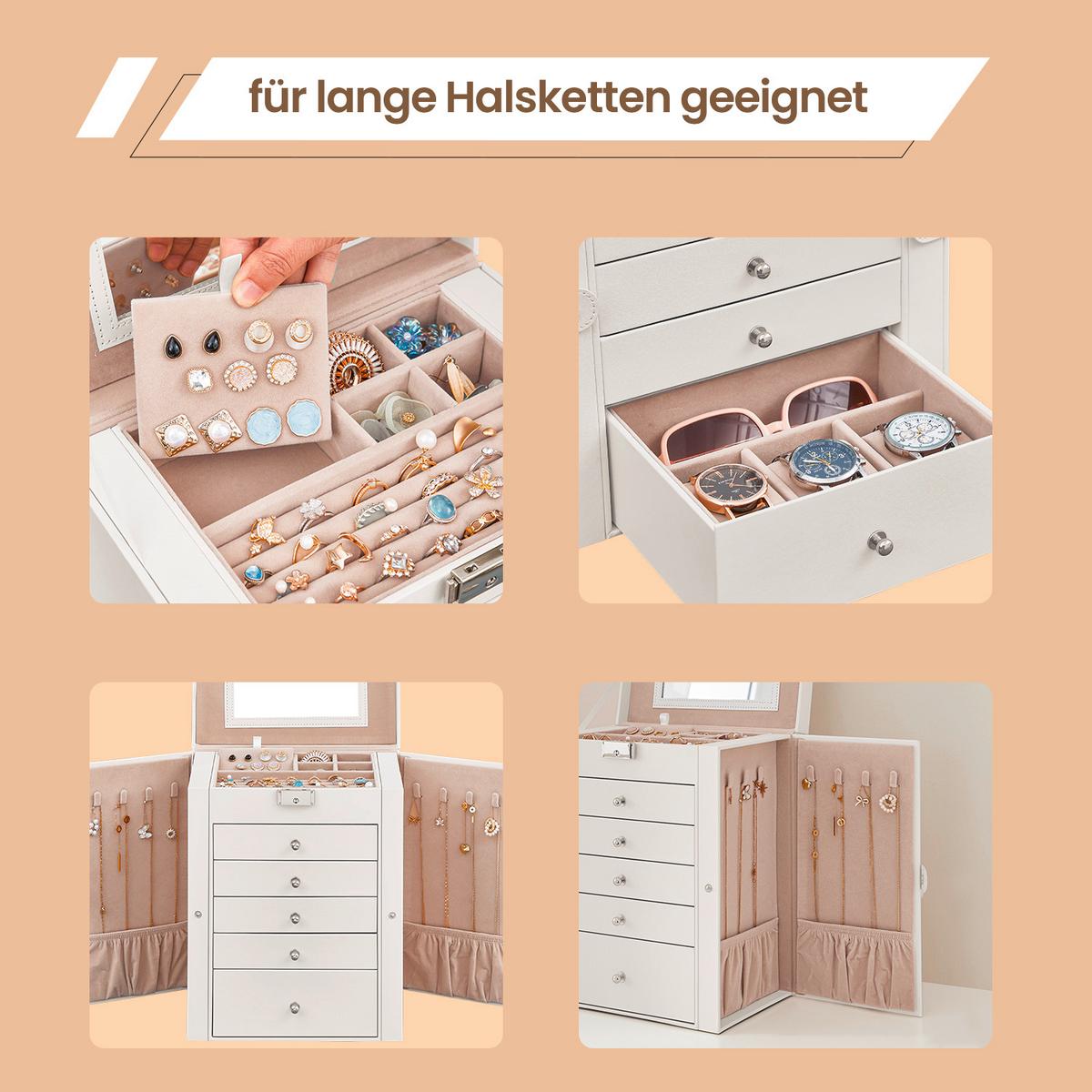 Schmuckkästchen Weiß B: 26 cm - Weiß, LIFESTYLE, Holzwerkstoff (26/32/15,6cm)