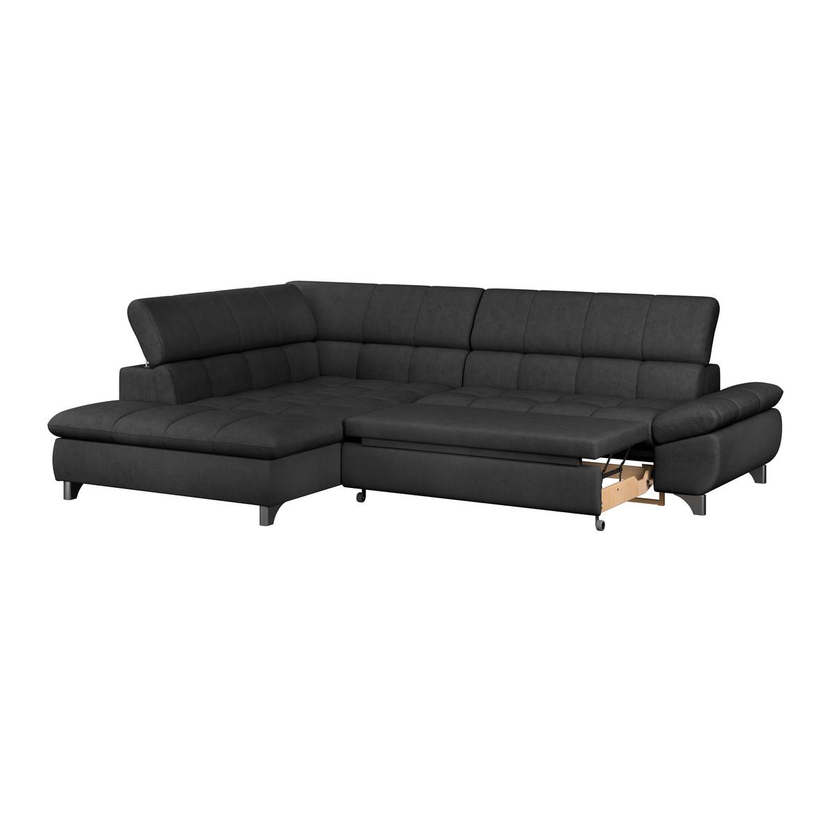 Ecksofa Gemini Schwarz, B: 234cm - Chromfarben/Schwarz, KONVENTIONELL, Textil (234/312cm)