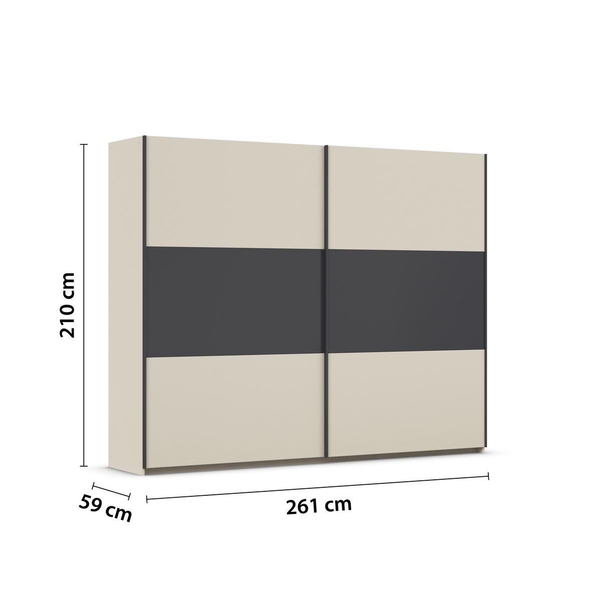 Schwebetürenschrank Neo Grau Champagner B: 261 cm - Champagner/Grau, MODERN, Holzwerkstoff (261/210/59cm) - Rauch Möbel