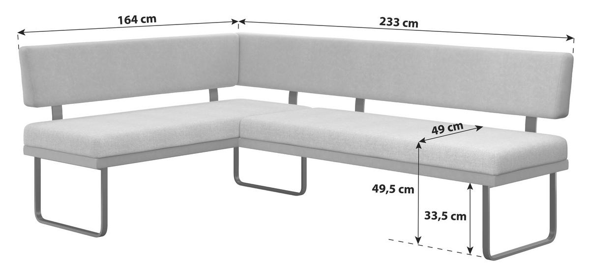 Eckbank Kian Webstoff grün,  S:164x233 cm - Schwarz/Grün, Trend, Textil/Metall (164/233cm)
