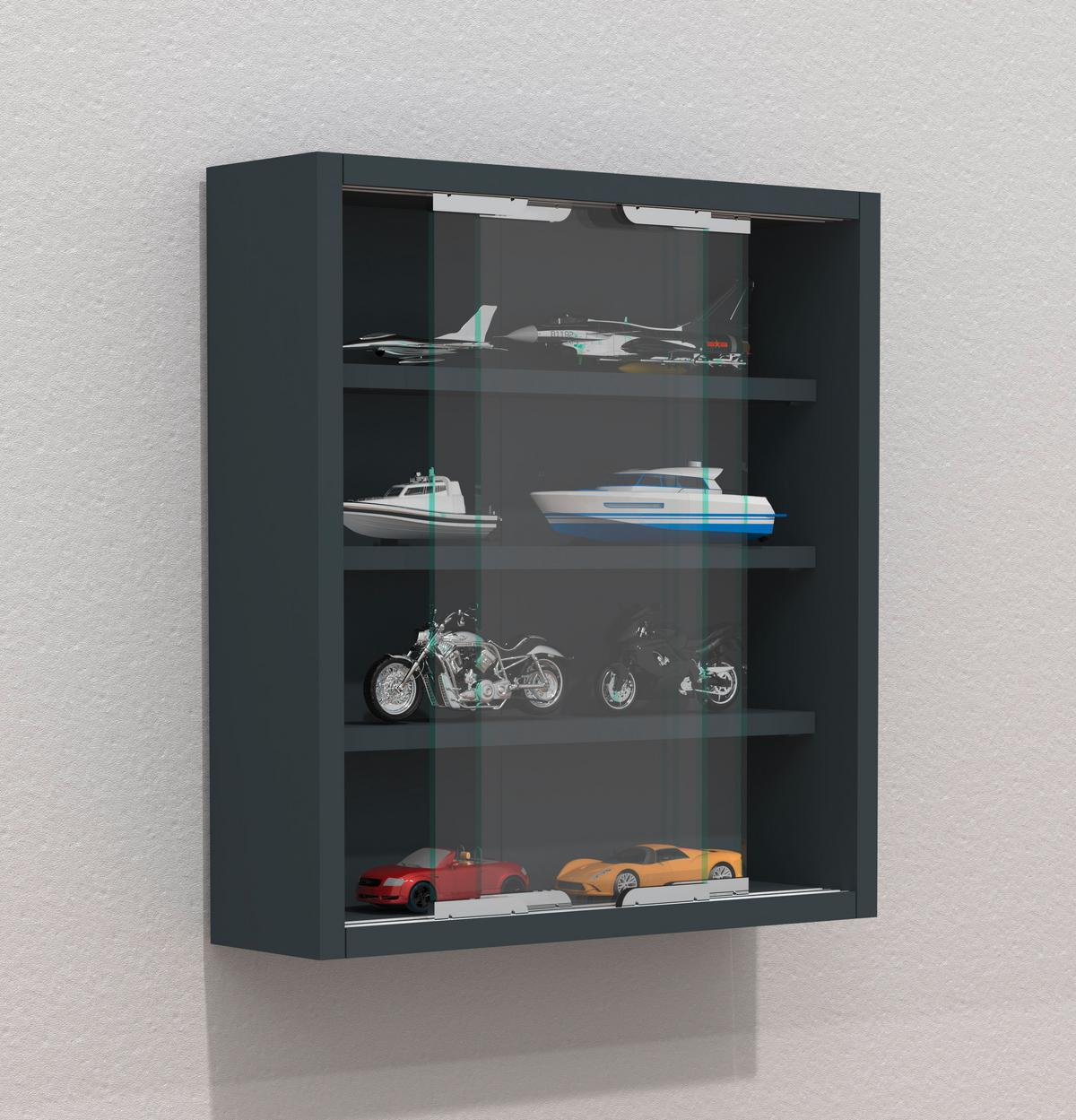 Hängevitrine Agisa S B: 37 cm Anthrazit - Anthrazit, MODERN, Glas/Holzwerkstoff (37/40/10cm) - MID.YOU