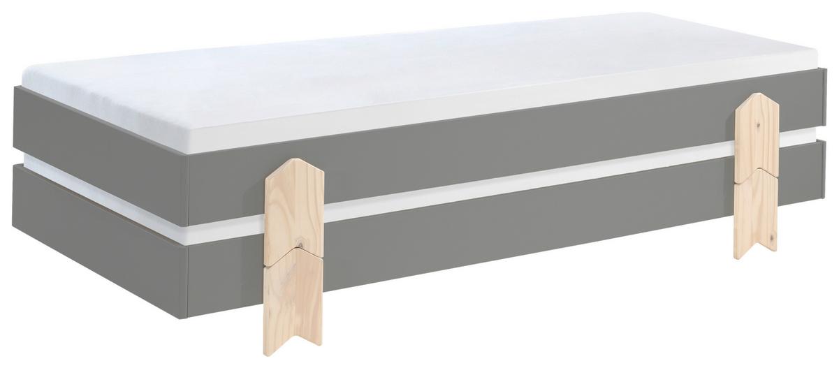 Stohovatelná postel MODULO - barvy borovice/šedá, Moderní, dřevo/kompozitní dřevo (90/200cm) - MID.YOU