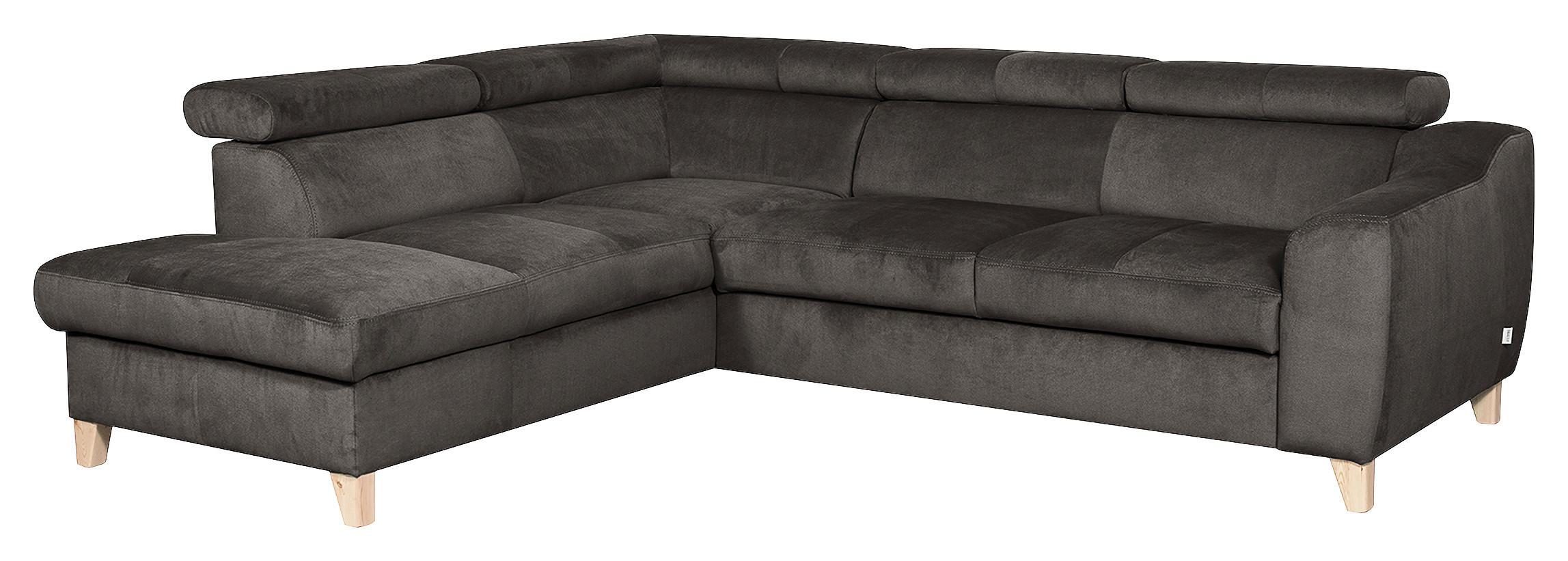 Ecksofa Aspen Webstoff Dunkelgrau 208x245 cm - Dunkelgrau/Buchefarben, Design, Textil (208/245cm) - Livetastic