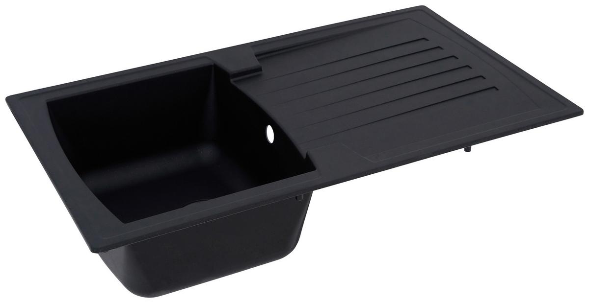 Spüle Respekta Boston Stein Bxt: 86x50 cm - Schwarz, Trend, Glas/Kunststoff (86/20/50cm) - Respekta