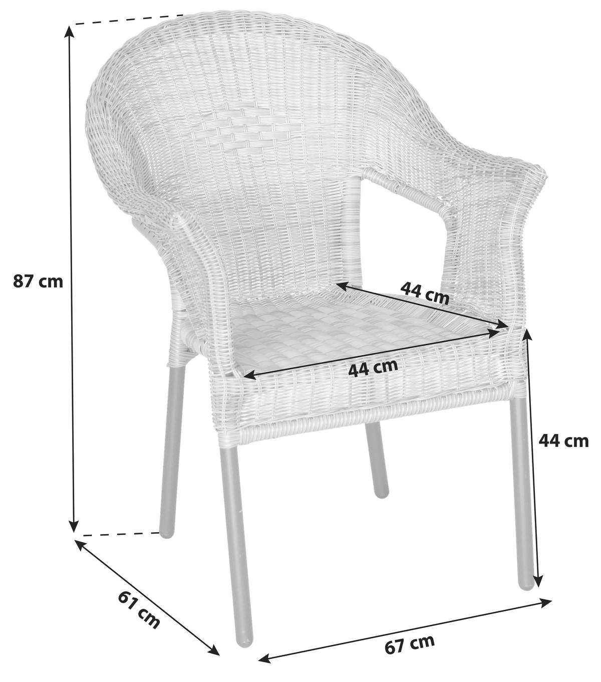 Gartensessel 2er-Set Stapelbar Ravenna Kunststoffgeflecht - Graphitfarben/Naturfarben, ROMANTIK / LANDHAUS, Kunststoff/Metall (67/87/61cm) - Gardenson