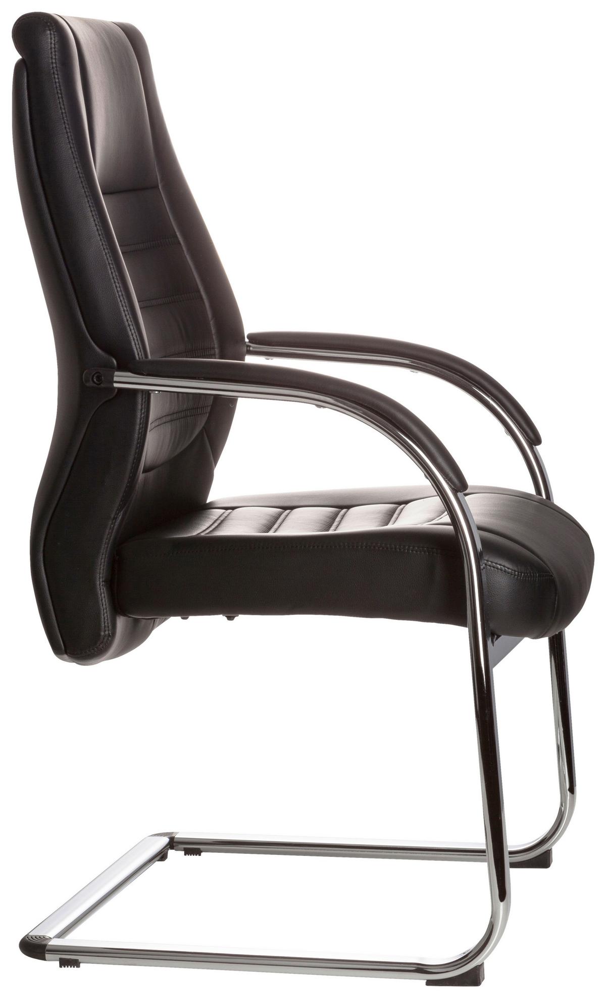 Besucherstuhl Vitoro V Schwarz Bis 150 Kg - Silberfarben/Schwarz, Basics, Textil/Metall (58/107/59cm) - MID.YOU