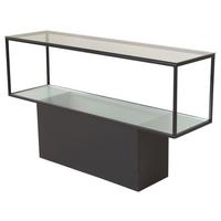 Bücherwand Maglehem - Schwarz, Design, Glas/Metall (130/35/74cm) - Livetastic