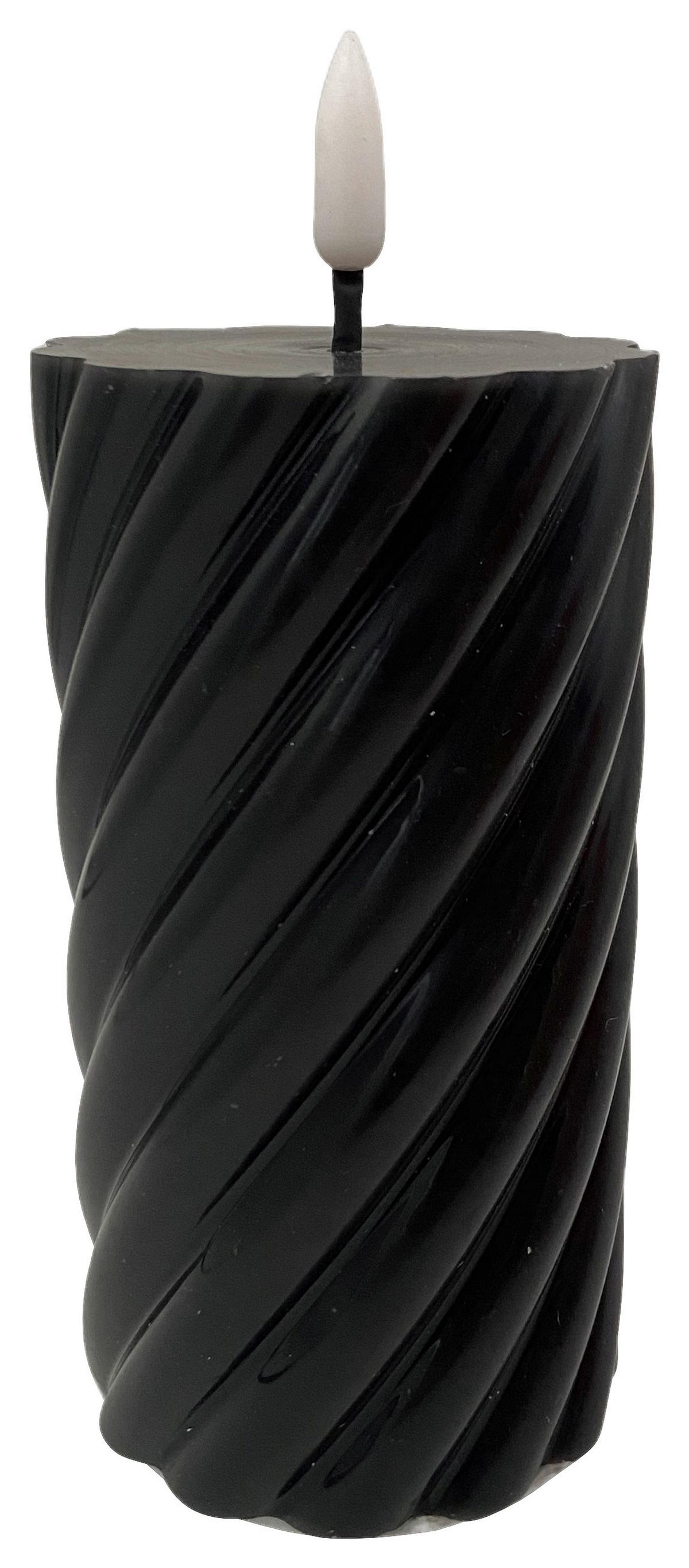 LED svíčka TWIST - bílá/černá, Konvenční, plast/přírodní materiály (7/13cm) - Modern Living