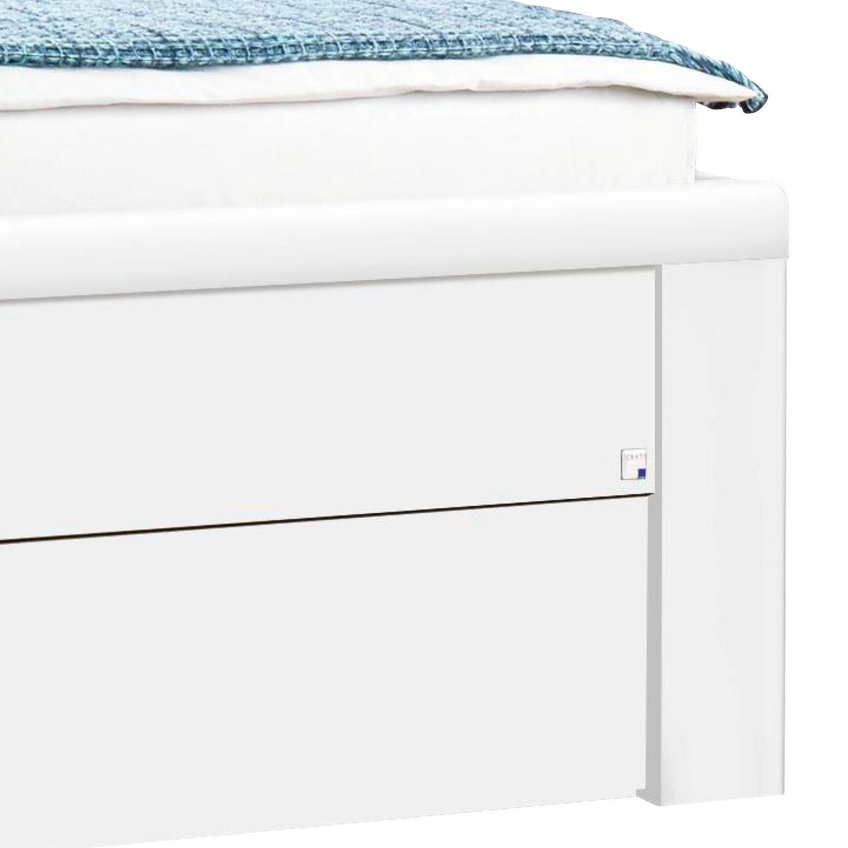 Bett Mit Stauraum + Kopfteil Gepolstert 180x200 Lindau Weiß - Weiß/Grau, KONVENTIONELL, Holzwerkstoff/Textil (180/200cm) - Rauch Möbel
