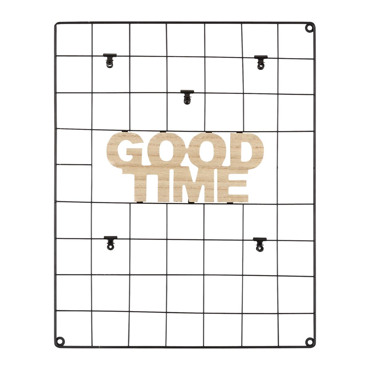 DEKORACE NA ZEĎ FENJA - černá/přírodní barvy, Basics, kov/dřevo (40/50/1.5cm) - Modern Living