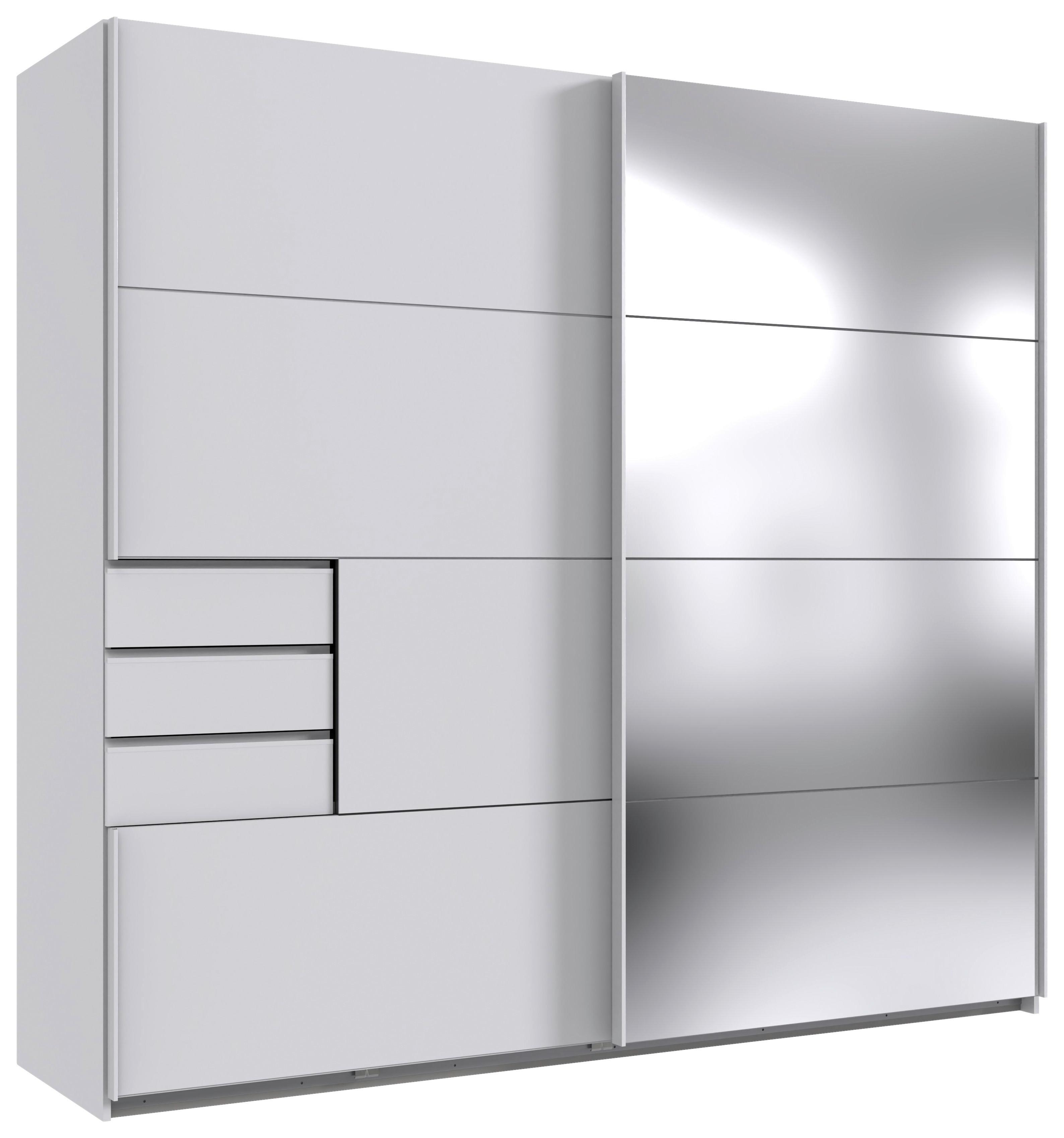 Schwebetürenschrank mit Spiegel 225cm Saigon Weiß - Klar/Weiß, KONVENTIONELL, Holzwerkstoff (225/210/64cm) - P & B