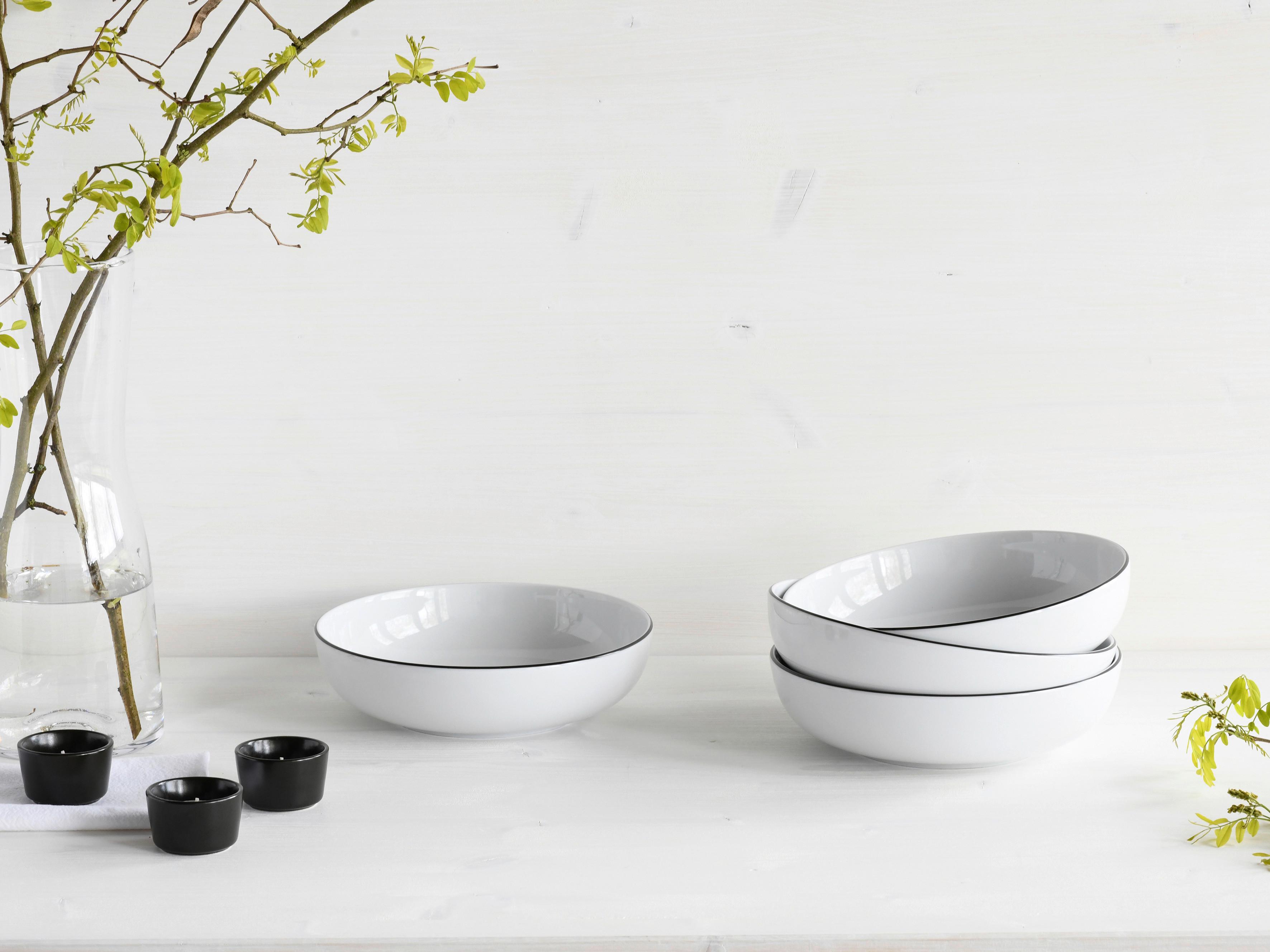 Schüsselset Porzellan Schwarz Weiß - Schwarz/Weiß, Design, Keramik - Creatable