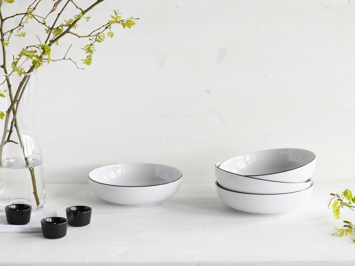 Schüsselset Porzellan Schwarz Weiß - Schwarz/Weiß, Design, Keramik - Creatable