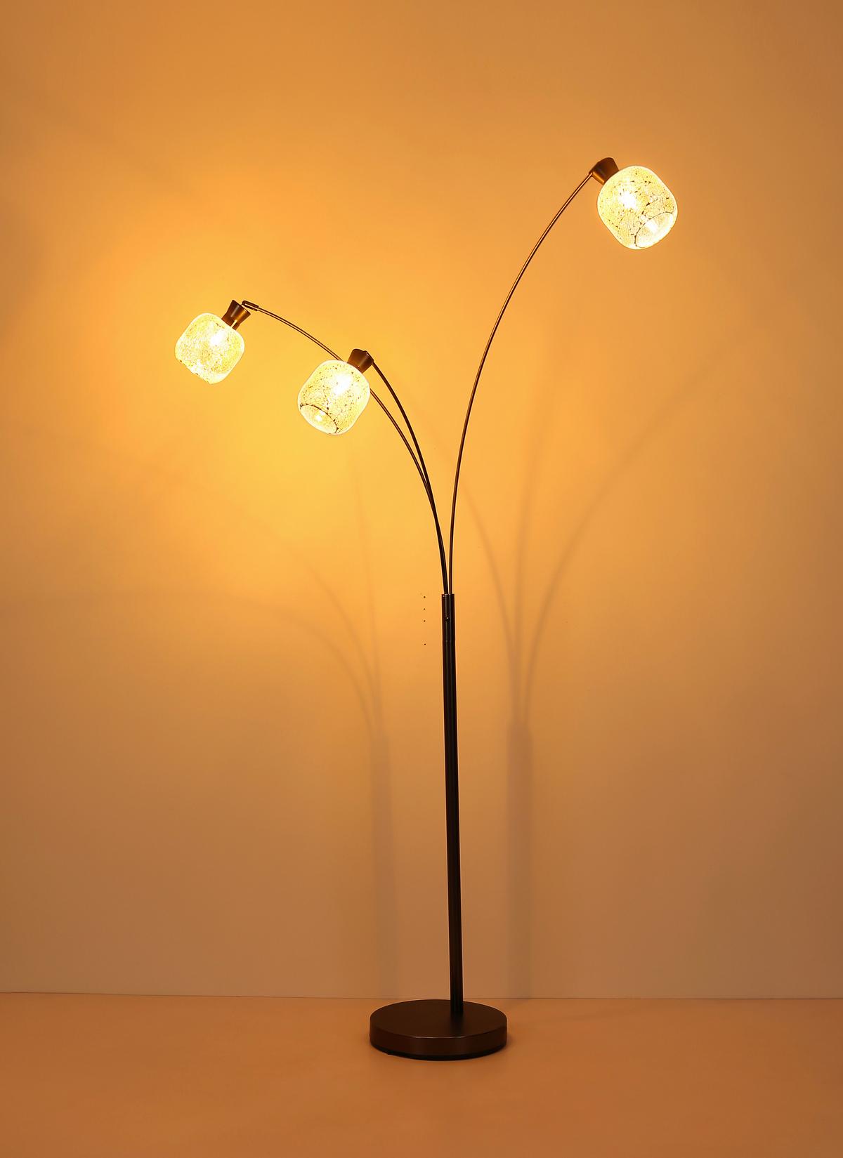 Stehleuchte Exkl. 3xe14 40w - Klar/Schwarzchrom, Design, Glas/Kunststoff (84,5/100/200,5cm) - Globo