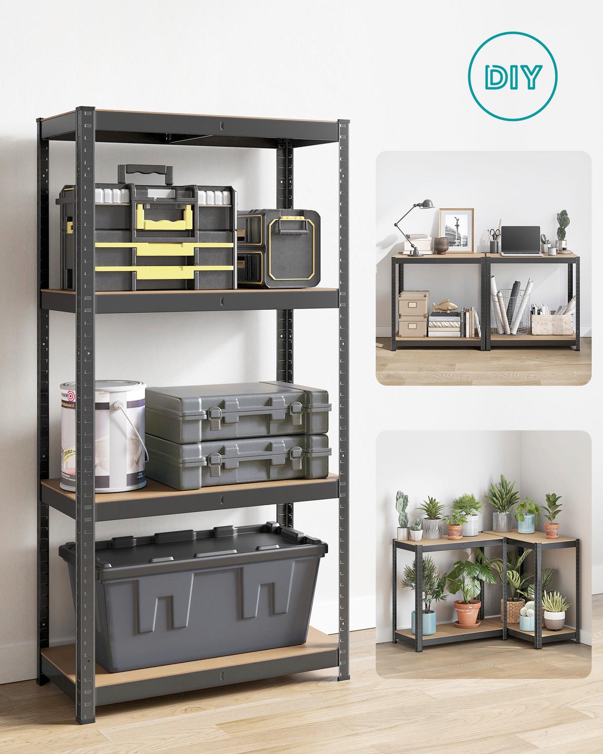 Schwerlastregal Shelving Naturfarben/schwarz B: 80 Cm - Schwarz/Naturfarben, Basics, Holzwerkstoff/Metall (80/160/40cm)