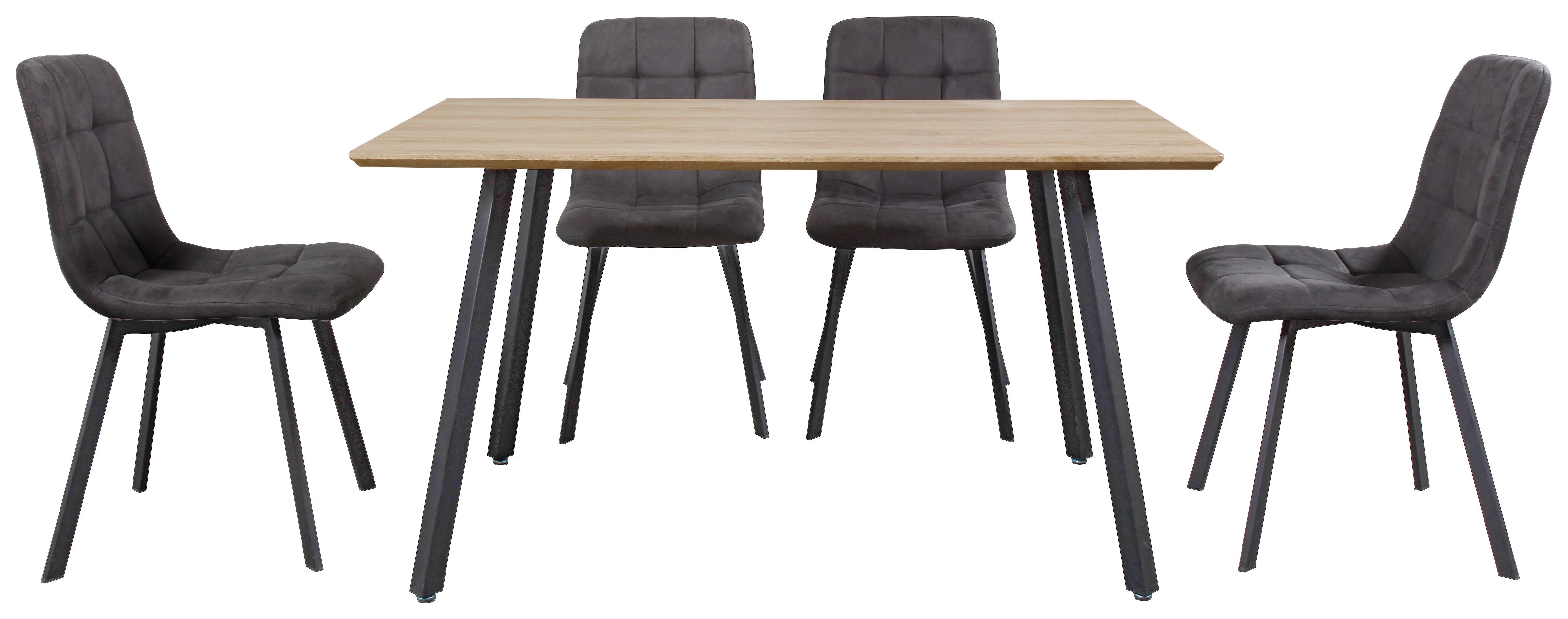 Stolová súprava Lech, LECH - čierna/sivá, Modern, kov/kompozitné drevo (140/76/80cm)