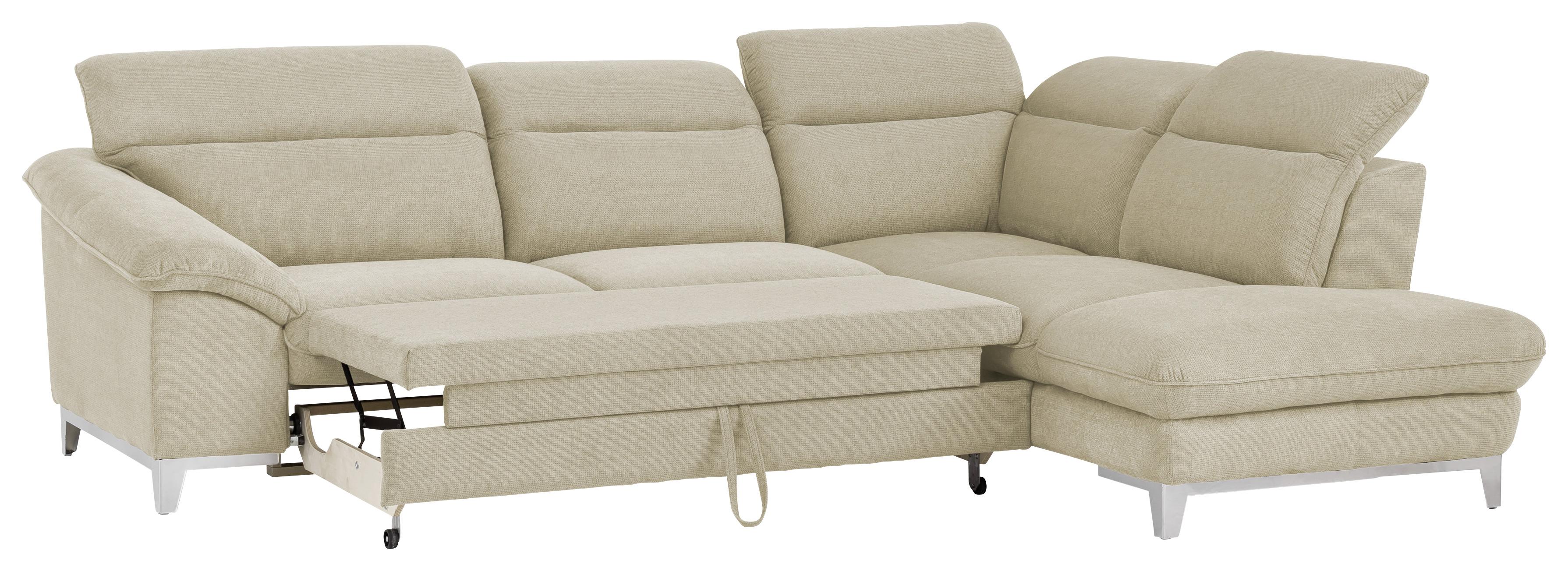 Ecksofa Mit Schlaffunktion Teresa Beige 232x293 Cm - Chromfarben/Beige, Design, Textil (232/293cm) - Livetastic