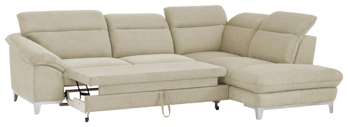 Ecksofa Mit Schlaffunktion Teresa Beige 232x293 Cm - Chromfarben/Beige, Design, Textil (232/293cm) - Livetastic